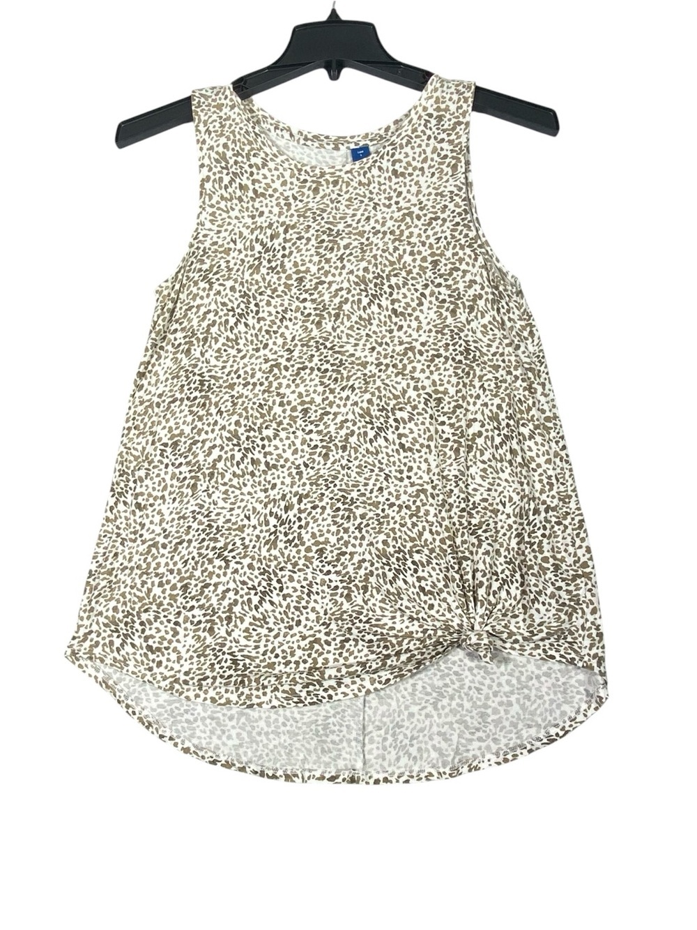 Old Navy Luxe Sleeveless Tank Top Women's S Leopard Print Knotted Hem Casual